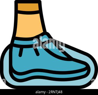 Konturvektor für das Symbol „Schuhvermeidung“. Fußausrüstung. Schutzhandschuhe Farbe flach Stock Vektor