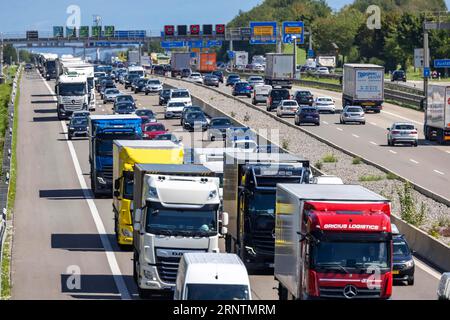 Autobahn A8 mit hohem Verkehrsaufkommen, Stuttgart, Baden-Württemberg, Deutschland Stockfoto