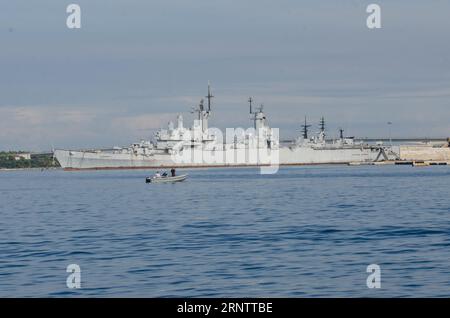 Der Raketenkreuzer Vittorio Veneto (C 550), ehemaliges Flaggschiff der Marine, war von 1969 bis 2003 im Dienst (das Jahr, in dem er in Reserve stat versetzt wurde) Stockfoto