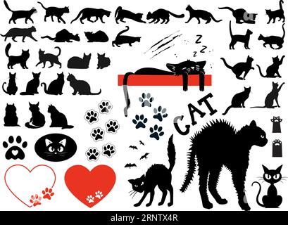 Katzen Tier Haustier Vektorset Stock Vektor
