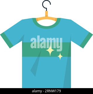 Sauberes T-Shirt am Aufhänger. Symbol für Farbwäsche Stock Vektor