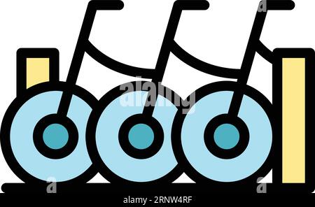 Umrissvektor des Symbols der Fahrradstation. Öffentliche Verkehrsmittel. App-Zyklusfarbe flach Stock Vektor