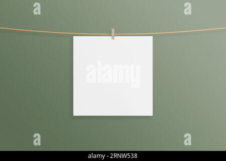 Minimalistisches Poster oder Fotorahmen-Mockup mit quadratischer Leinwand zum Aufhängen in der Wohnzimmerwand. 3D-Rendering. Stockfoto