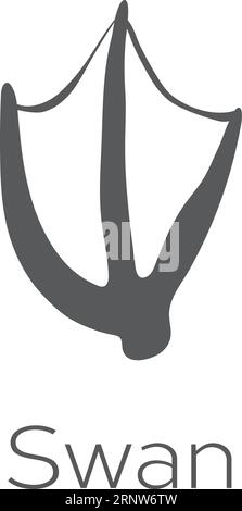 Schwan-Fußabdruck. Schwarzes Logo mit Vogelspuren Stock Vektor