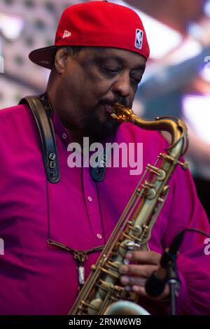 31. August 2023, Chicago, IL, USA: Chicago genießt vier Tage Jazz an diesem Labor Day Wochenende - 31. August - 3. September Live-Musik wird im Cultural Center und auf mehreren Bühnen im Millennium Park gezeigt. BILD: CHICO FREEMAN (Bild: © Karen I. Hirsch/ZUMA Press Wire) NUR REDAKTIONELLE VERWENDUNG! Nicht für kommerzielle ZWECKE! Stockfoto