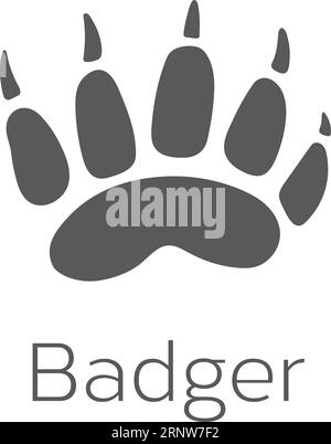 Badger Footprint. Waldwildtier-Spurenmarkierung Stock Vektor