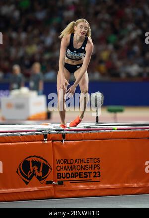 Elena Kulichenko aus Zypern nimmt am neunten Tag an den Leichtathletik-Weltmeisterschaften im National Athletics Centre im Hochspringfinale der Frauen Teil Stockfoto