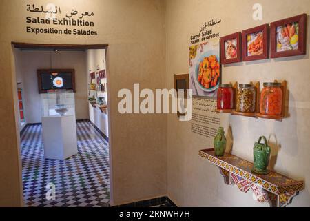 Marrakesch, Marokko - 25. Februar 2023: Ausstellung über traditionelle marokkanische Gerichte im Culinary Arts Museum, Marrakesch Stockfoto