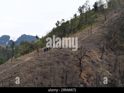 (171223) -- JINGXI, 23. Dezember 2017 -- chinesische Soldaten führen Minenräumungsmissionen im Abschnitt Guangxi entlang der Grenze China-Vietnam in der südchinesischen autonomen Region Guangxi Zhuang, 22. Dezember 2017 durch. Am 27. November 2017 begannen chinesische Soldaten ihre neue Landminenmission entlang der Grenze zwischen China und Vietnam, die 2,05 Millionen Quadratmeter auf 53 Standorten in der Nähe der Grenze zu Guangxi abdeckte. (Ry) ZHOUXHUA PUBLICATIONXNOTXINXCHN, GRENZMINENMISSION CHINA-GUANGXI-VIETNAM Stockfoto