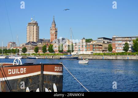 Dunkerque, Frankreich, Panoramablick über den Hafen Stockfoto