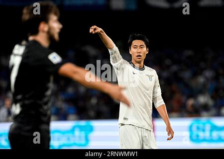 Neapel, Italien. September 2023. Daichi Kamada von SS Lazio zeigt während des Fußballspiels der Serie A zwischen SSC Napoli und SS Lazio im Diego Armando Maradona Stadion in Neapel (Italien), 2. September 2023. Quelle: Insidefoto di andrea staccioli/Alamy Live News Stockfoto