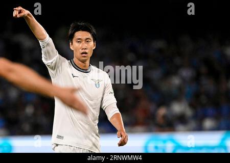 Neapel, Italien. September 2023. Daichi Kamada von SS Lazio zeigt während des Fußballspiels der Serie A zwischen SSC Napoli und SS Lazio im Diego Armando Maradona Stadion in Neapel (Italien), 2. September 2023. Quelle: Insidefoto di andrea staccioli/Alamy Live News Stockfoto