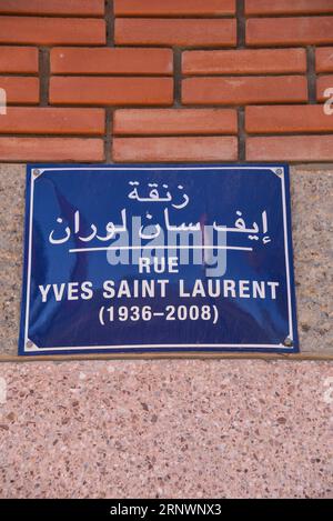 Marrakesch, Marokko - 24. Februar 2023: Außenansicht des Yves Saint Laurent Museums in Marrakesch Stockfoto