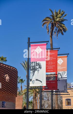 Marrakesch, Marokko - 24. Februar 2023: Außenansicht des Yves Saint Laurent Museums in Marrakesch Stockfoto