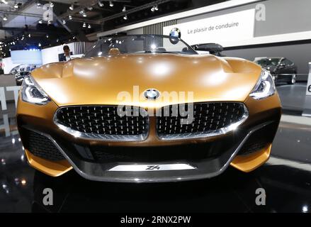 (180110) -- BRÜSSEL, 10. Januar 2018 -- Foto aufgenommen am 10. Januar 2018 zeigt den BMW Z4 während des Medientages der 96. European Motor Show in Brüssel, Belgien. ) (lrz) BELGIEN-BRÜSSEL-EUROPÄISCHE AUTOMOBILAUSSTELLUNG YexPingfan PUBLICATIONxNOTxINxCHN Stockfoto