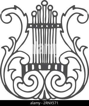 Lyre-Symbol. Altes Musikinstrument. Klassisches Symbol Stock Vektor