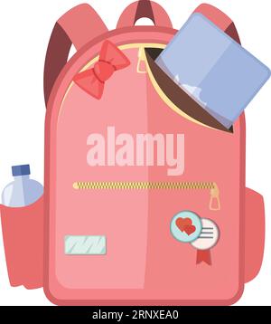 Pinkfarbener Rucksack. Schulmädchen Tasche Cartoon-Symbol Stock Vektor