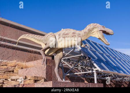 Dinosaurier und Fossilien Museum, Teil des Netzwerks Royal Tyrell staatlichen Museen, in Drumheller, Alberta, Kanada. Stockfoto