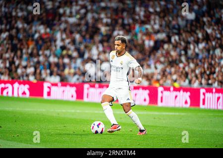 Madrid, Spanien. September 2023. Rodrygo (Real Madrid) in Aktion während des LaLiga EA Sports Fußballspiels zwischen Real Madrid und Getafe im Bernabeu Stadion. Endstand; Real Madrid 2:1 Getafe Credit: SOPA Images Limited/Alamy Live News Stockfoto