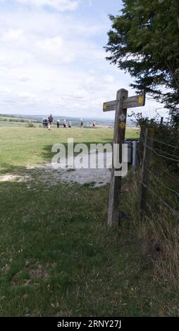 The Monarch's Way Public Footpath Schild, South Downs, Sussex, England, Großbritannien Stockfoto