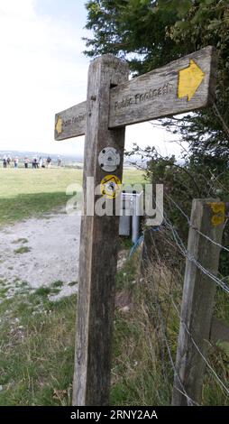 The Monarch's Way Public Footpath Schild, South Downs National Park, Sussex, England, Großbritannien Stockfoto