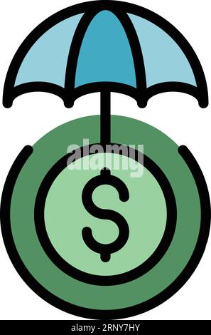 Konturvektor für Symbol für gesichertes Darlehen. Geldkosten. Bankverwaltung, Farbe flach Stock Vektor