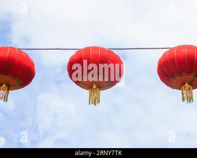 Rote Chinesische Laternen Über Der Grant Street, Chinatown, San Francisco Stockfoto