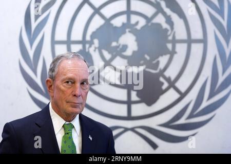 Themen der Woche Bilder des Tages 180305 -- UNITED NATIONS, 5. März 2018 -- der ehemalige Bürgermeister von New York, Michael Bloomberg, ist am 5. März 2018 im Hauptquartier der Vereinten NATIONEN in New York zu sehen. Michael Bloomberg wurde zum Sondergesandten des UN-Generalsekretärs Antonio Guterres für Klimaschutz ernannt, sagte der UN-Pressedienst am Montag. UN-MICHAEL BLOOMBERG-UN-BEAUFTRAGTER FÜR KLIMASCHUTZMASSNAHMEN LIXMUZI PUBLICATIONXNOTXINXCHN Stockfoto