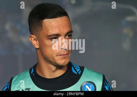 Neapel, Italien. September 2023. Giacomo Raspadori Spieler von Neapel, während des Spiels der italienischen Serie A Liga zwischen Napoli vs Lazio Endergebnis, Napoli 1, Lazio 2, Spiel im Diego Armando Maradona Stadion gespielt. Quelle: Vincenzo Izzo/Alamy Live News Stockfoto