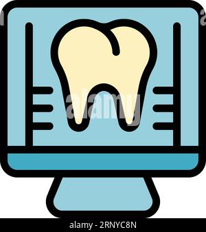 Konturvektor für Dentalmonitorsymbole. Diamantzahn. Ringlippen sind flach Stock Vektor