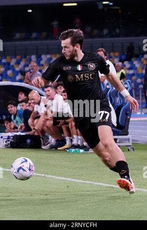 Neapel, Italien. September 2023. Khvicha Kvaratskhelia Spieler von Neapel, während des Spiels der italienischen Serie A Liga zwischen Napoli vs Lazio Endergebnis, Napoli 1, Lazio 2, Spiel im Diego Armando Maradona Stadion gespielt. Neapel, Italien, 02. September 2023. (Foto: Vincenzo Izzo/SIPA USA) Credit: SIPA USA/Alamy Live News Stockfoto