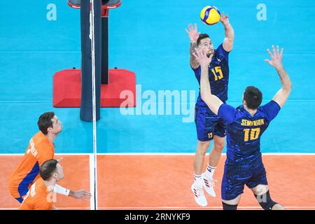 Vitaliy Schtschytkov, Jurii Semeniuk (Ukraine). Volleyball-Weltmeisterschaft 2022. Stockfoto