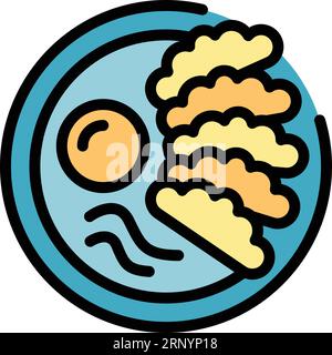 Konturvektor des Kathmandu-Lebensmittelsymbols. Tempelkultur. Farbe für Städtereisen flach Stock Vektor