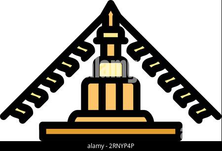 Konturvektor für Festival-Stupa-Symbol. Wahrzeichen des Tempels. Bali Land Farbe flach Stock Vektor