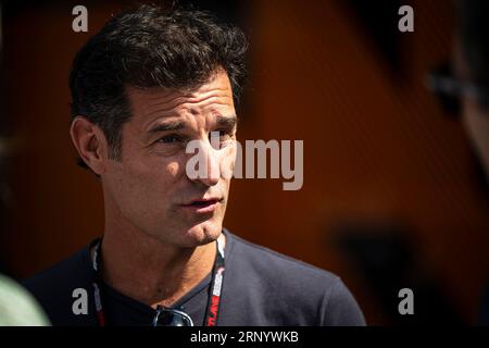 Milano, Italien. September 2023. Der australische Rennwagenfahrer Mark Webber ist im Fahrerlager vor dem Großen Preis von Italien im Autodromo Nazionale Monza zu sehen. (Foto: Andreja Cencic/SOPA Images/SIPA USA) Credit: SIPA USA/Alamy Live News Stockfoto