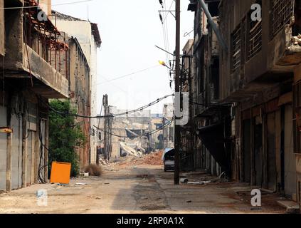 (180428) -- DAMASKUS, 28. April 2018 -- Foto aufgenommen am 28. April 2018 zeigt das Gebiet Mazniyeh südlich von Damaskus, der Hauptstadt Syriens. Die syrische Armee eroberte Gebiete einschließlich Mazniyeh nach Kämpfen mit den IS-Militanten am Samstag. SYRIEN-DAMASKUS-GEBIETE IN DER NÄHE DER IS-FESTUNG SYRISCHE ARMEE EROBERT AMMARXSAFARJALANI PUBLICATIONXNOTXINXCHN Stockfoto