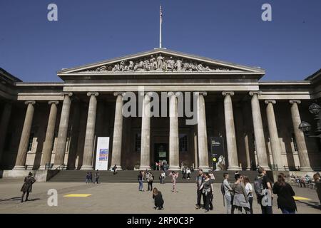 (180504) -- LONDON, 4. Mai 2018 -- Foto aufgenommen am 4. Mai 2018 zeigt das Äußere des British Museum in London, Großbritannien. Der Lesesaal des British Museum, der im Herzen des Museums steht, ist derzeit wegen Renovierungsarbeiten geschlossen. Karl Marx verbrachte während seiner Jahre in London viel Zeit im Lesesaal. GROSSBRITANNIEN-LONDON-BRITISH MUSEUM-LESERAUM-KARL MARX TIMXIRELAND PUBLICATIONXNOTXINXCHN Stockfoto