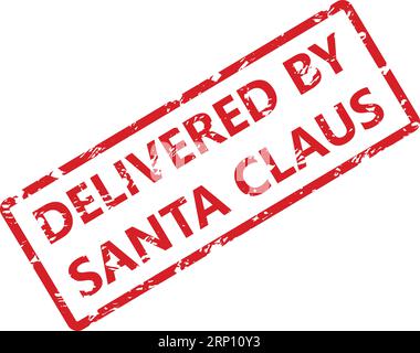 Geliefert von santa Clause Gummistempel Textur Inprint. Vektor der Postmarke für Feiertag, Briefmarke Brief, Grußpostkarte, Post saisonale Illustrationen Stock Vektor