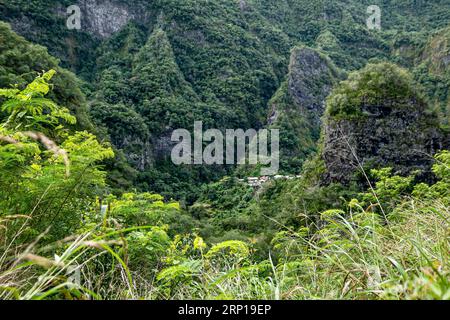 La Reunion Island von der Rhum-Fabrik zum Vulkan Stockfoto