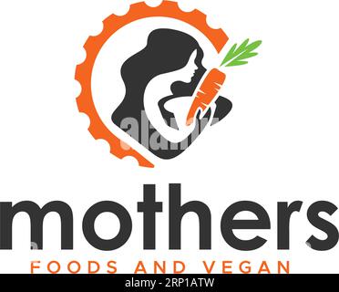 Modern Mothers Foods And Vegan Carrot logo design Stock Vektor