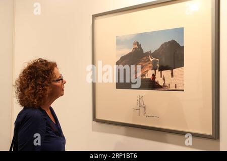 (180623) -- ATHEN, 23. Juni 2018 -- Ein Besucher sieht Ein Werk der Künstlerin Marina Abramovic während der Art Athina Veranstaltung in Athen, Griechenland, am 23. Juni 2018. Die Veranstaltung ist eine der ältesten Kunstmessen Europas und beherbergt im Jahr 2018 51 Galerien, darunter Kunstwerke von der traditionellen Malerei bis hin zu experimentellen Medien. ) GRIECHENLAND-ATHEN-ART ATHINA-AUSSTELLUNG MariosxLolos PUBLICATIONxNOTxINxCHN Stockfoto