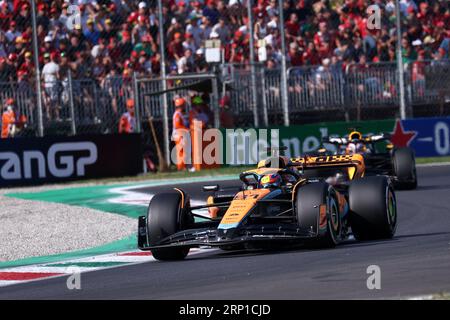 Monza, Italien. September 2023. Oscar PiNGvon McLaren auf der Rennstrecke während der Qualifikation für den F1 Grand Prix von Italien beim Autodromo Nazionale am 2. September 2023 in Monza, Italien. Dank: Marco Canoniero/Alamy Live News Stockfoto