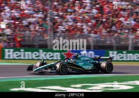 Monza, Italien. September 2023. Fernando Alonso von Aston Martin auf der Strecke während der Qualifikation für den F1 Grand Prix von Italien im Autodromo Nazionale am 2. September 2023 in Monza, Italien. Dank: Marco Canoniero/Alamy Live News Stockfoto