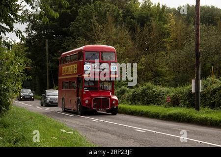 Imberbus 2023, klassischer Bus-Service am 19. August nach Imber Village und anderen Orten in der Salisbury Plain Wiltshire UK Stockfoto