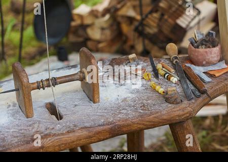 Antike Wikingerwerkzeuge für die Steinbearbeitung in Dänemark Stockfoto