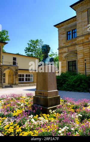 Denkmal für König Ludwig II., Villa Wahnfried, Haus Wahnfried, ehemalige Heimat von Richard Wagner, Bayreuth, Oberfranken, Bayern, Deutschland Stockfoto