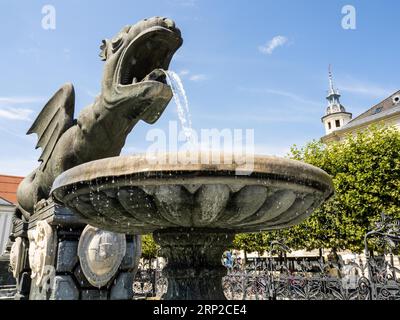 Lindwurmbrunnen, Klagenfurt, Kärnten, Österreich Stockfoto