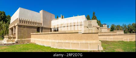 Panorama des von Frank lloyd wright entworfenen Hollyhockhauses im Barnsdall Art Park Los angeles, kalifornien, usa Stockfoto