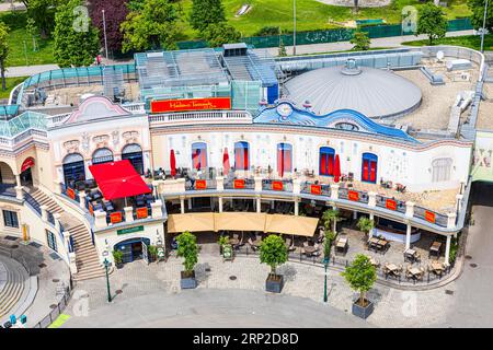 Madame Tussauds Wachsfigurenkabinett und Restaurant, Blick von oben, Prater, Wien, Österreich Stockfoto