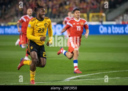 Brüssel, Belgien - 21. März 2019. Belgien National Football team Stürmer Michy Batshuayi während der UEFA EURO 2020 Qualifikation Belgien vs Russland Stockfoto